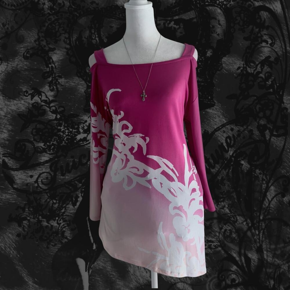 barbie pink to ivory white ombre fairy whimsical baroque floral scroll top